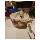 Christmas tray, pie plate with server, Bowl