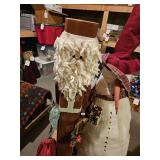 Tall wooden santa decor, Stuffed snowman