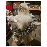 White Santa with Garland and teddy bear