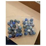 Two bags of assorted color vintage marbles