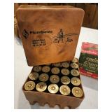 Box of 16 gauge, 28 gauge, and 45 caliber ammo