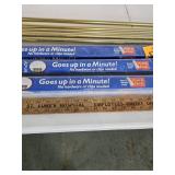 Miscellaneous tension curtain rods, easy to hang quick shades, and one yardstick