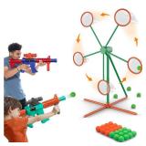 Shooting Games Toys for Age 5 6 7 8 9 10+ Year Old Boys, Kids Toy Sports & Outdoor Game with Moving Shooting Target & 2 Popper Air Toy Guns & 24 Foam Balls, Gifts for Boys and Girls