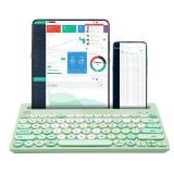 HUO JI Wireless Keyboard Multi-Device, Bluetooth and 2.4G Dual Mode for iPad, Switch to 3 Devices for Cellphone, Tablet, PC, Smart TV, MacBook iOS Android Windows, Green