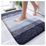 OLANLY Bathroom Rug Mat 24x16, Extra Soft and Absorbent Microfiber Bath Rugs, Non-Slip Plush Shaggy Bath Carpet, Machine Wash Dry, Bath Mats for Bathroom Floor, Tub and Shower, Navy Blue