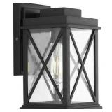 Avec Wrenna Collection Farmhouse Matte Black Outdoor Wall Lantern with Clear Glass Shade