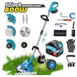 String Trimmer Cordless Electric Edge Trimmer/Edger Tanbaby 12 inch 3-in-1 Grass Trimmer Brushless Motor Weed Trimmer Kit with 3.0Ah Battery Charger & 10m Extra Spool - Retail: $89.99