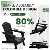 $295 ADRDK Folding Adirondack Chair, Black