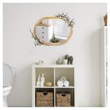 Oval Wall Mirror Wood Frame 20 x 16 Inch