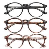 WENLCCK 3 Pack Blue Light Blocking Glasses for Women Men Retro Round Computer Glasses with Spring Hinge Anti Eyestrain UV Glare Gaming Glasses Black/Demi Brown/Green