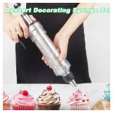 Suuker Dessert Decorating Syringe Set, Frosting Piping Kit Stainless Steels Cake Decorating Kit 6 Piping Tips Cupcake Decorating Kit Piping Bags and Tips Set