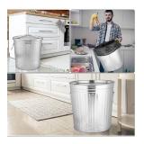 9.24 Gallon Galvanized Indoor Outdoor Trash Can Pet Proof Waster Bins Metal Garbage Can with Lid Round Wastebasket Container for Home Farm Kitchen Garbage Daily Waster Storage, Silver