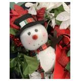 âBelieveâ Wood Block Decor, Stick Accent Snowman, Two Mini Accent Bells, Red Poinsettia 6 Ft Garland, and a White Poinsettia 6 Ft Garland