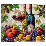 COMIO Wine and Grapes Poster Canvas Printed Matter Retro Wine Pictures Wall Art for Living Room Bedroom Decor Gifts for Family and Friends Framed picture 1(Retail $18.99)