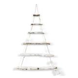 Nature Vibe 42 Inches Snowy Birch Logs Wall Christmas Tree with Lights,Frosted Wood Hanging Christmas Tree with Snowflake as Rustic Christmas Decor for Ornament Display (Retail $26.99)