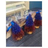 Sparkle Trees for Tabletop or Party Hang or Stand Blue/ Burgundy (Set of 9)