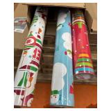 Hallmark Reversible Christmas Wrapping Paper for Kids (3 Rolls: 120 sq. ft. ttl) Orange and Teal Stripes, Trees, Ornaments, Polka Dots (B088SNR499)