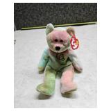 Ty Beanie Baby: Peace the Neon Bear | Stuffed Animal | MWMT, DOB: February 1st 1996