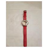 Ladies Betty Boop Rhinestone Red Leather Band Watch