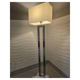 Weston Window Pane Modern Floor Lamp Nickel & Marble Base