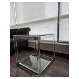 Glass End Table W/ Silver