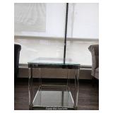 Glass End Table W/ Silver