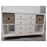 8 Drawer Cabinet W/ Cubbies abd Gold Accents