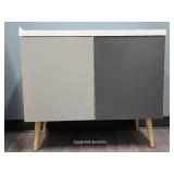 Gray and White Cabinet W/ Natural Wood Legs