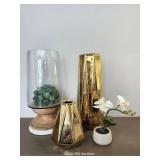 Decorative Vases, Gold And Decorative Plant