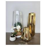 Decorative Vases, Gold And Decorative Plant