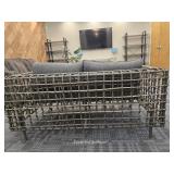 Gray Wood and Metal Wicker 2 Seater