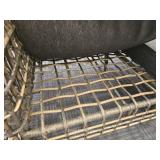 Gray Wood and Metal Wicker 2 Seater