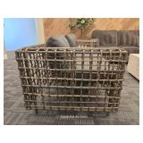 Gray Wood and Metal Wicker 2 Seater