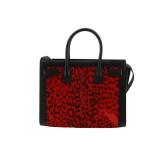 Yves Saint Laurent Red Leopard Print Nano Sac du Jour Bag