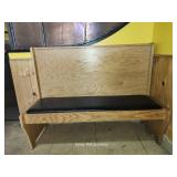 55in Wood And Black Cushioned Booth