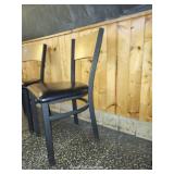 (2) Wood Back And Black Metal Cushioned Black Chairs