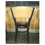 (2) Wood Back And Black Metal Cushioned Black Chairs