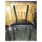 (2) Wood Back And Black Metal Cushioned Black Chairs