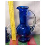 (2) Cobalt Blue Swirl Pattern Pitchers.