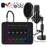 Podcast Equipment Bundle, 48V Condenser Microphone Bundle with F9 Sound Card, Podcast Microphone Recording Studio Package for Podcasting Live Streaming Singing PC Mobile TikTok YouTube