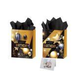 Capesaro Gift Bags with Tissue Paper,Black Gold 13" Gift Bag for Birthdays, Baby Shower,Weddings,Party Favor, Holiday Presents