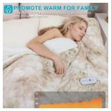 Heated Blanket Queen Size, Faux Fur Sherpa Electric Blanket with 5 Fast Heating Levels &10 Hrs Auto Off, 84" x90" Tie Dye Dual Control Heating Blanket, ETL&FCC Certification (Cream - Retail: $84.85