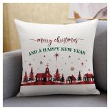 Mousus Mousus Merry Christmas Throw Pillow Cover Christmas Quote Cushion Cover Linen Square Pillow Case Decortaive Pillowcase with Zipper Home Decor for Bedroom Living Room 18" X 18"