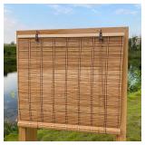 XiuXiu Bamboo Blinds Bamboo Shades Roman Bamboo Curtains Roller Shades for Interior Windows Roll Up Blinds Indoor Outdoor Patio A 24" W x 63" H