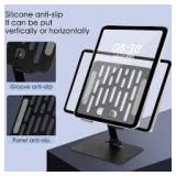 Metal Tablet Stand, a Portable Desktop Tablet Holder Stand That can be Folded up and Down to Adjust Height. Suitable for ipad Holder up to 12 inches (Black)