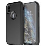 Diverbox for iPhone X Case/iPhone Xs Case [Shockproof] [Dropproof] [Tempered Glass Screen Protector ] Heavy Duty Protection Phone Case Cover for Apple iPhone X/XS (Black)