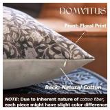 DOMVITUS Floral Pillow Covers 18x18, Throw Pillows for Couch, Floral Print Pillow Cover, Decorative Neutral Accent Throw Pillow Covers for Living Room, 1PC, Taupe