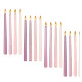 MTLEE 16 Pcs 10 Inch Long Tapered Candle Stick Bulk Smokeless and Unscented Candle Burning Candle Paraffin Wax with Cotton Wick Dinner Candle for Halloween Wedding Party Church(Gradient Pink,16)