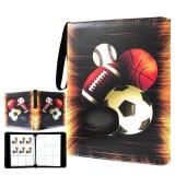 Trading Card Binder, Sports Card Binder 9 Pocket with 50 Sleeves Fits 900 Sport Cards, Sports Card Holder Binder with Zipper, Soccer Football Baseball Basketball Hockey Card Gifts Collection Storage