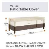 Vailge Veranda Rectangular/Oval Patio Table Cover, Heavy Duty and Waterproof Outdoor Lawn Patio Furniture Covers, Large Beige & Brown